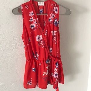 Sienna Sky faux wrap floral tank top